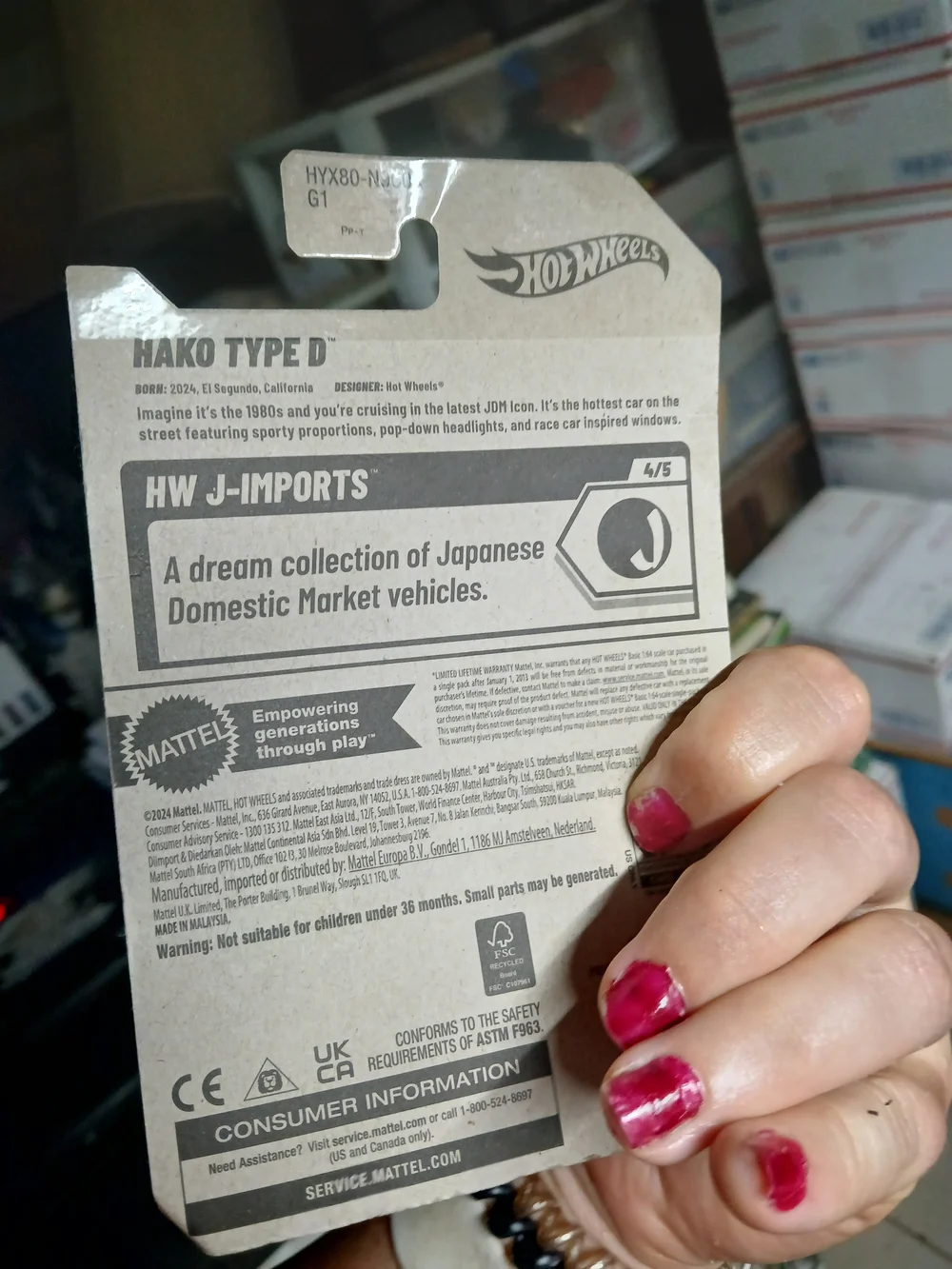 Hot Wheels Hako Type D in red from the 2025 HW J-Imports series (number 4/5, col